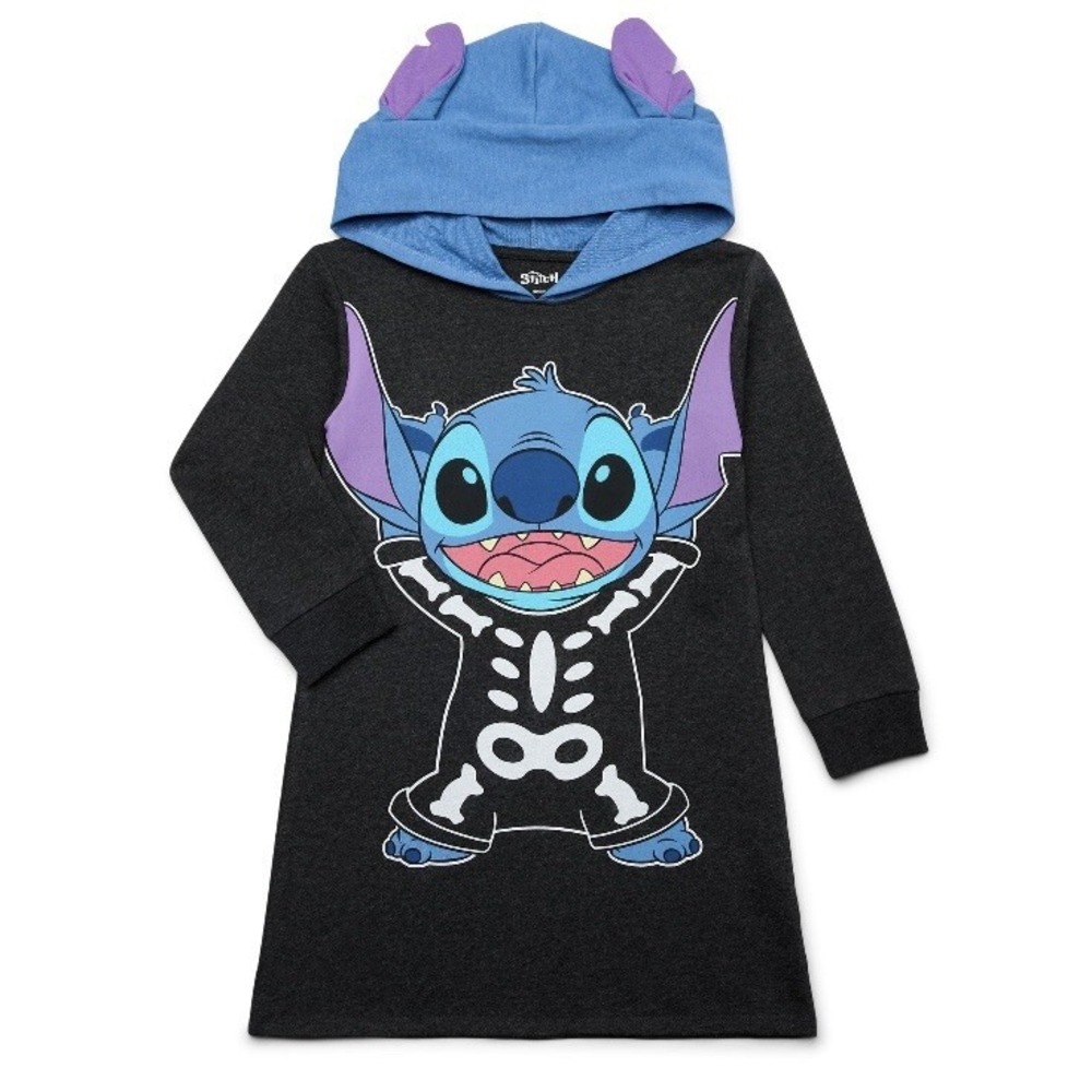 Disney Stitch Cosplay Hoodie Dress Girls XS 4-5 New with Tags Jet Black Soft